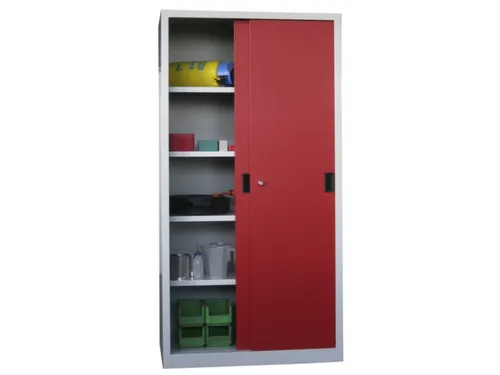 schuifdeurkast,HxBxD 1950x1000x600mm,RAL7035,front RAL3000