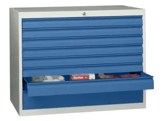 ladekast 800x1023x600mm 8laden cilinderslot RAL7035 front RAL5012 - 1