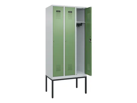 locker,HxBxD 2120x900x500mm,3vak,vak B 300mm,cil.-slot,voetonderstel