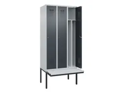 locker met bank,voor scheiding van kleding,HxBxD 2120x900x815mm,3vak