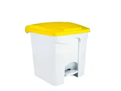 Contitop,afvalbak met pedaal 30L wit/geel/VE:3