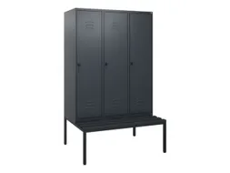 locker met bank,HxBxD 1950x1200x815mm,3vak,vak B 400mm,draaigrendel