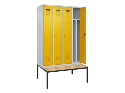 locker met bank,voor scheiding van kleding,HxBxD 2120x1200x815mm,4vak