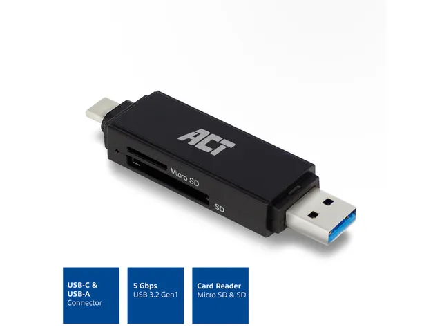 Kaartlezer ACT USB-C/USB-A 3.0