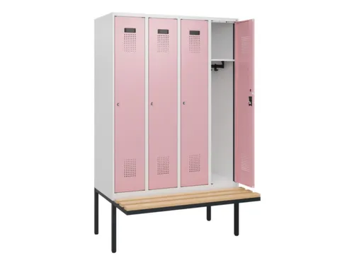 locker met bank,HxBxD 1950x1200x815mm,4vak,vak B 300mm,cilinderslot