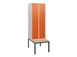 locker met bank,HxBxD 1950x600x815mm,2vak,vak B 300mm,cil.-slot