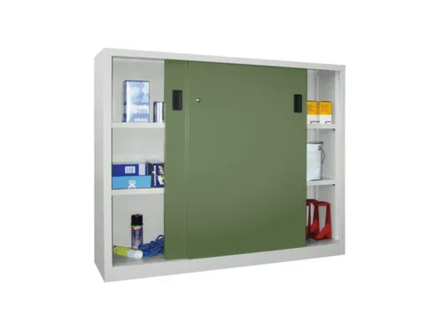 schuifdeurkast,HxBxD 1200x1500x400mm,RAL7035,front RAL6011