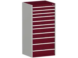 ladekast HxBxD 1600x800x650mm 11laden RAL7035 front RAL3004