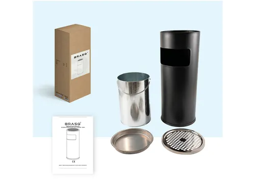 Afvalbak met asbak BRASQ 11 liter AT500 zwart