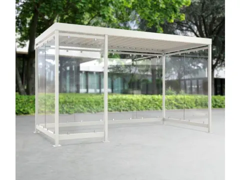 rokersoverkapping,HxBxD 2510x4195x2165mm,wanden EVG,dak trapeziumplaat