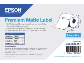 Premium Matte Label - Continuous Roll: 51mm x 35m - 1