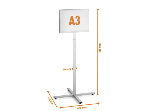 Vloerstandaard info stand outdoor A3 grijs
