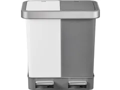 Afvalbak EKO Hana Duo Recycling pedaalemmer 2x10 liter grijs wit