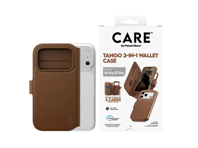 PanzerGlass CARE by Tango 2-in-1 Wallet Case Brown w. MagSafe iP