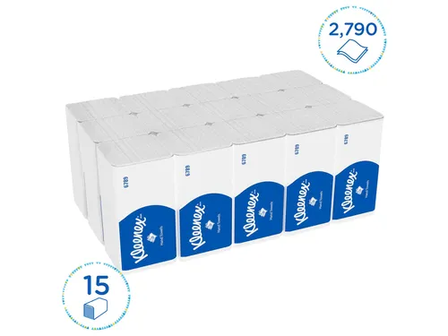 Handdoek Kleenex i-vouw 2-laags 21x21.5cm 15x186stuks wit 6789
