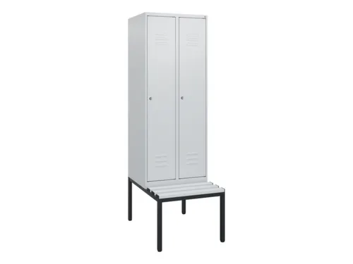 locker met bank,HxBxD 1950x600x815mm,2vak,vak B 300mm,cil.-slot