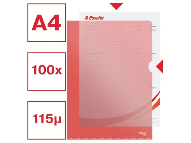 L-map Esselte Standaard A4 Pp Rood 0.11mm