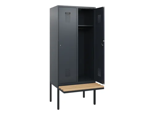 locker met bank,HxBxD 1950x800x815mm,2vak,vak B 400mm,cilinderslot