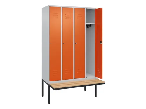 locker met bank,HxBxD 2120x1200x815mm,4vak,vak B 300mm,cil.-slot