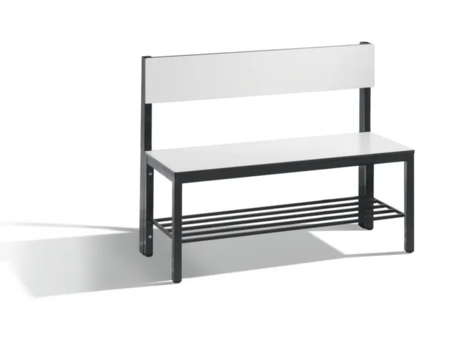 omkleedbank,HxLxD 796x1000x407mm,HPL wit,frame staal RAL7021,leuning