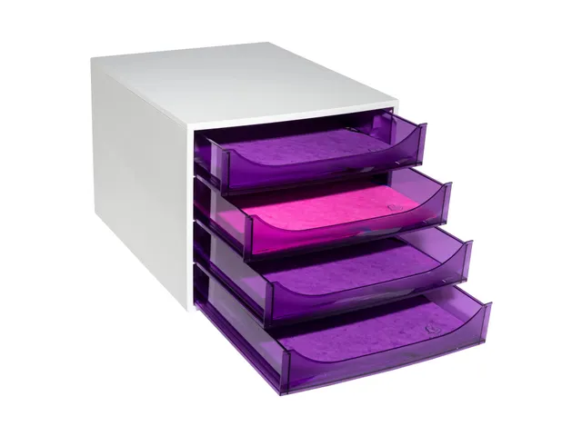 Module de classement Ecobox Linicolor 4 tiroirs - Violet