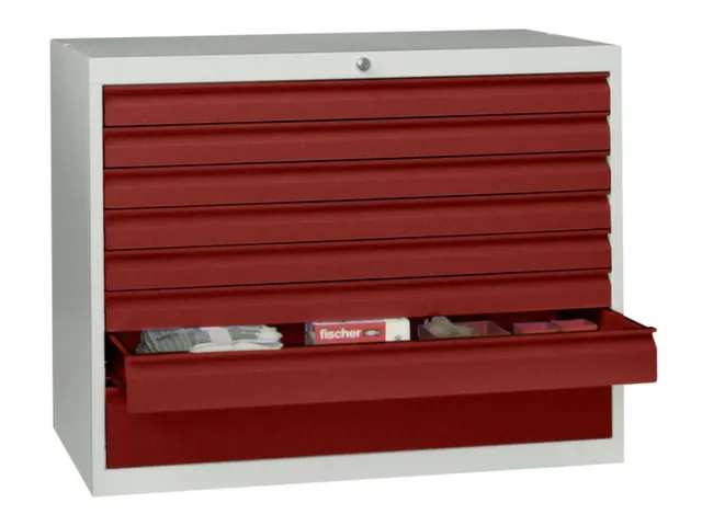 ladekast,HxBxD 800x715x600mm,8lade(n),cil.-slot,RAL7035,front RAL3000