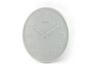 Wandklok Nextime dia. 53 x 3 cm, hout, wit, 'Wood Wood Big' - 8