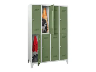 dubbeldekse locker,HxBxD 1850x1200x500mm,4x2vak.,RAL7035,front RAL6011 - 2