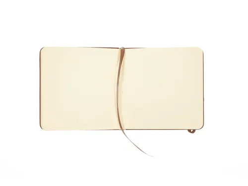 Schetsboek Kangaro 12x12cm cognac PU HC 80 vel 140gr roomwit met elast