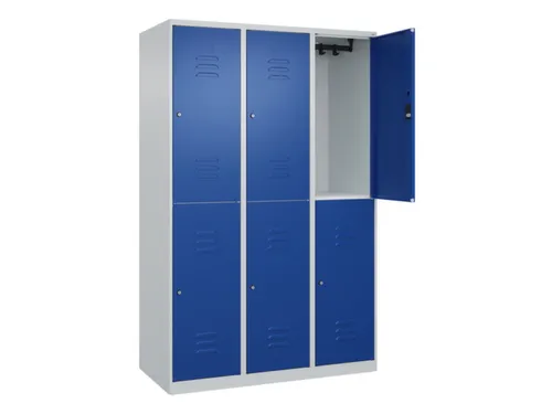 dubbeldekse locker,HxBxD 1850x1200x500mm,3x2vak.,vak B 400mm,cil.-slot