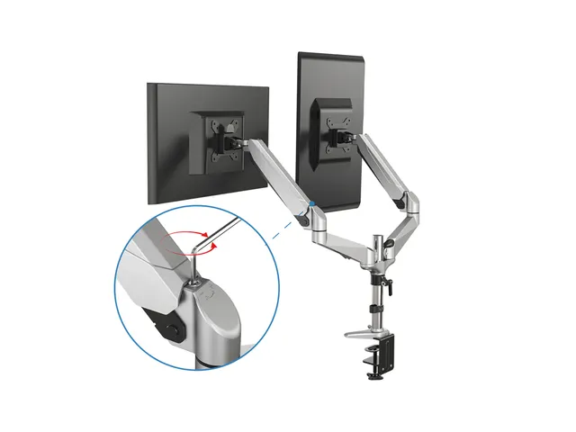Bras 2 édrans 15-32 inch Vérin Argent