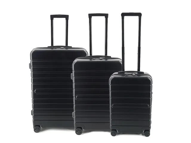 Reistrolleyset JSA 3-delig mat zwart gerecycled ABS