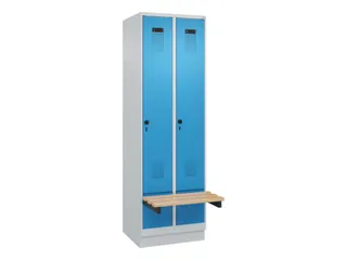 locker met bank,HxBxD 1950x600x815mm,2vak,vak B 300mm,draaigrendel - 2