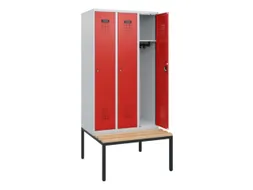 locker met bank,HxBxD 1950x900x815mm,3vak,vak B 300mm,cilinderslot
