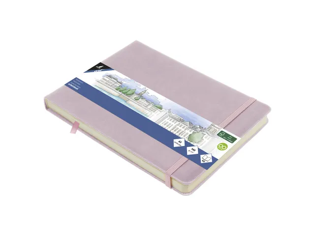 Schetsboek Kangaro A5 landscape violet PU HC 80 blad 140gr roomwit met