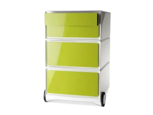 Verrijdbaar Ladeblok 642x390x436mm 4laden Romp Wit Front Groen