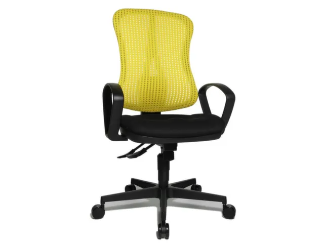 Siège Bureau Pivotant Assise Noir Dossier Maille Jaune