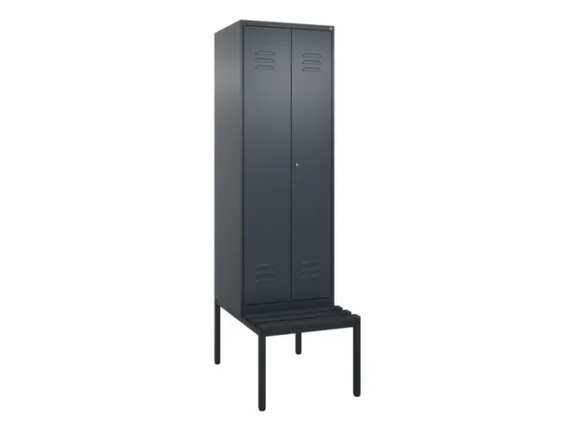 PBM-locker met bank,HxBxD 2120x600x815mm,2vak,vak B 300mm,cil.-slot