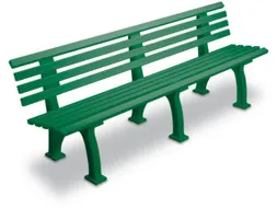 Kunststofbank 740x2000x380mm Zit H 440mm 9 Latten 3 Pootstellen Groen