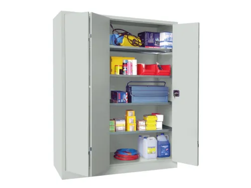 Vouwdeurkast 1950x1500x600mm 4legborden Verzinkt Ral7035 Front Ral7035