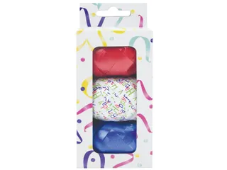 Krullint set à 3 kleuren rood blauw wit happy birthday - 1