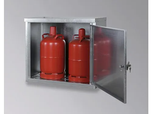 gasflessenkast,v. 2x11kg fles,HxBxD 750x860x400mm,m. dak,vleugeldeur