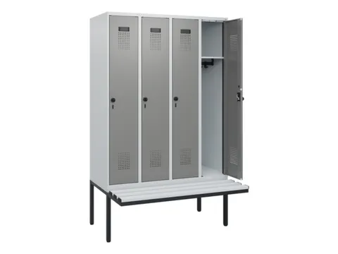 locker met bank,HxBxD 1950x1200x815mm,4vak,vak B 300mm,draaigrendel