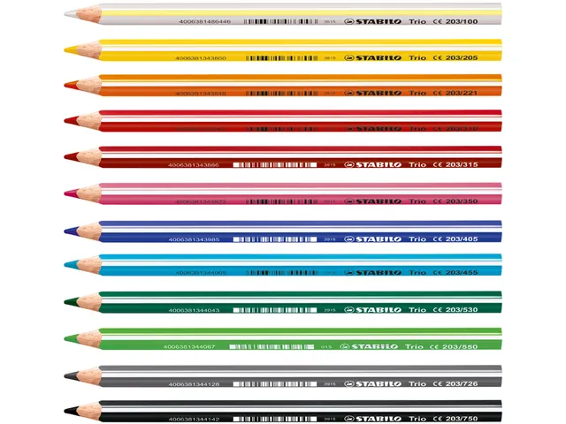 Crayon De Couleur Stabilo Trio Gros Long 12 Pièces Assorti