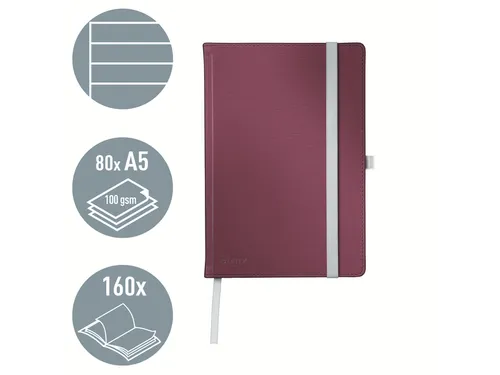 Notitieboek Leitz Style A5 lijn 160 pagina's rood