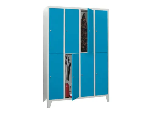 lockerkast,HxBxD 1850x1200x500mm,4x2vakken,RAL7035,front RAL5012