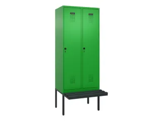 locker met bank,HxBxD 2120x800x815mm,2vak,vak B 400mm,draaigrendel - 2