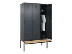 locker met bank,HxBxD 2120x1200x815mm,3vak,vak B 400mm,draaigrendel