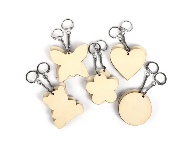 Sleutelhanger hout vormen 10 stuks