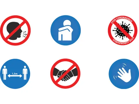 Veiligheidssticker 6 Pictogrammen Omgangsregels 100x50cm